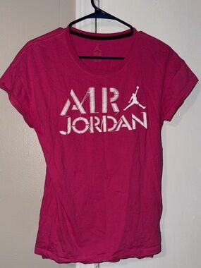 Large Jordan Hot Pink Crewneck Tee with White Jumpman